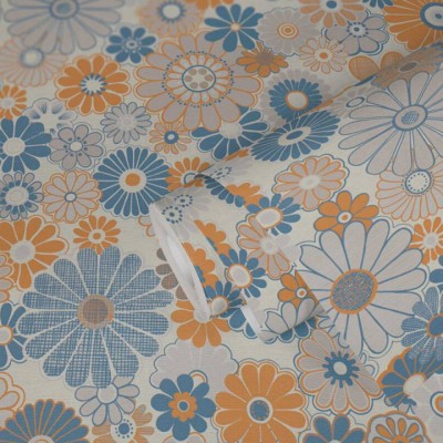 Ταπετσαρία Τοίχου 0.53x8.5m A.S. Création Retro Chic «Floral, Blue, Grey, Orange» 395352