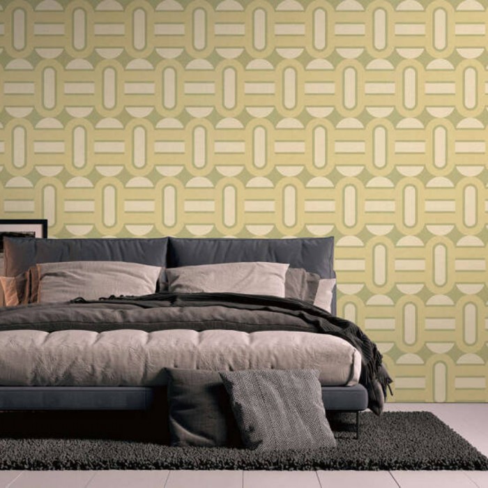 Ταπετσαρία Τοίχου 0.53x8.5m A.S. Création Retro Chic «Graphics, Cream, Green» 395361