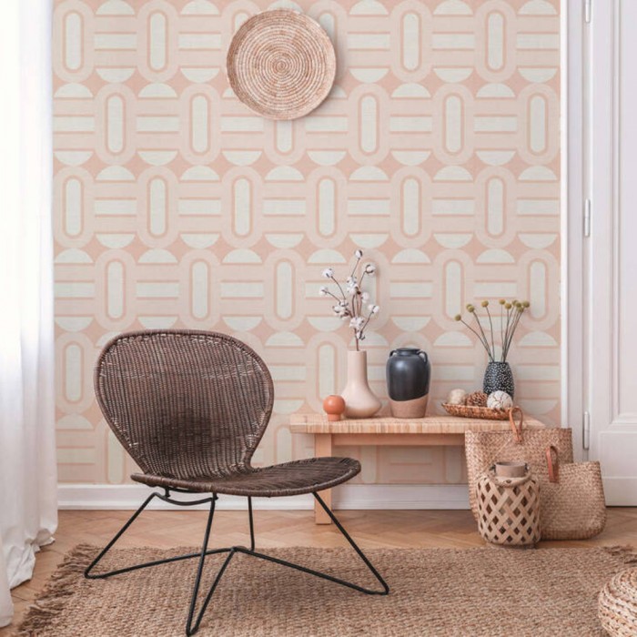 Ταπετσαρία Τοίχου 0.53x8.5m A.S. Création Retro Chic «Graphics, Beige, Pink, White» 395365