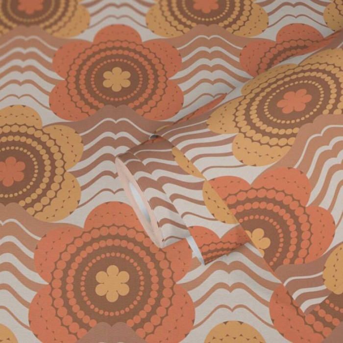 Ταπετσαρία Τοίχου 0.53x8.5m A.S. Création Retro Chic «Floral, Brown, Orange, Yellow» 395393