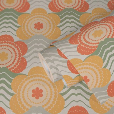 Ταπετσαρία Τοίχου 0.53x8.5m A.S. Création Retro Chic «Floral, Green, Orange, Yellow» 395394