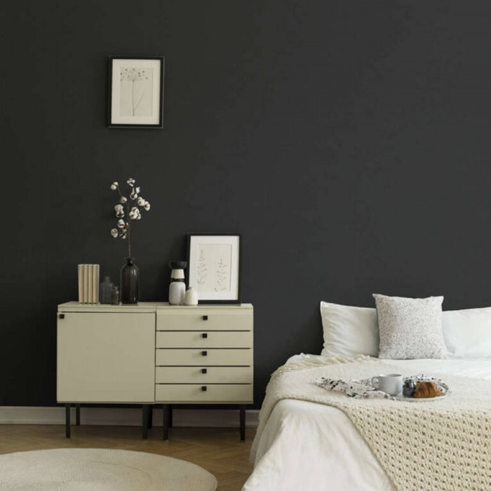 Ταπετσαρία Τοίχου 0.53x10.05m A.S. Création by «Livingwalls» Styleguide Colours 2024 «Uni, Black» 371781