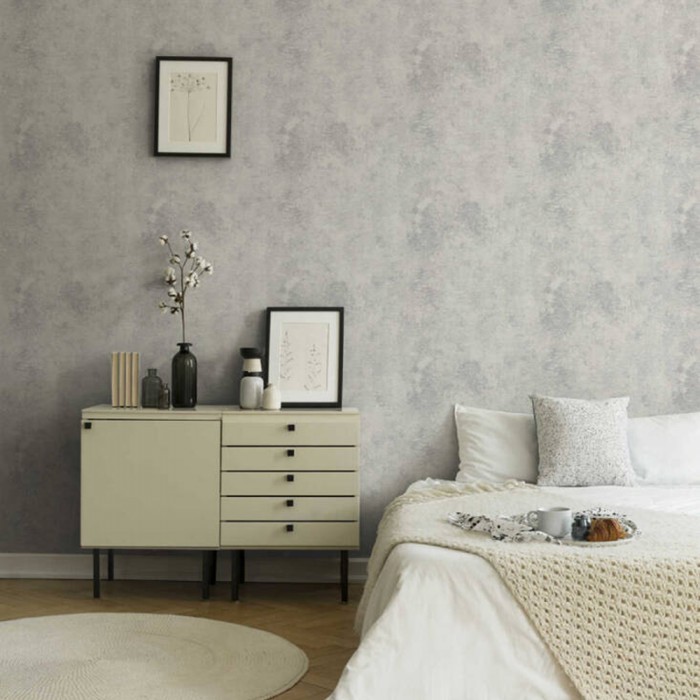 Ταπετσαρία Τοίχου 0.53x10.05m A.S. Création by «Livingwalls» Styleguide Colours 2024 «Uni, Grey, Metallic, Silver» 374254