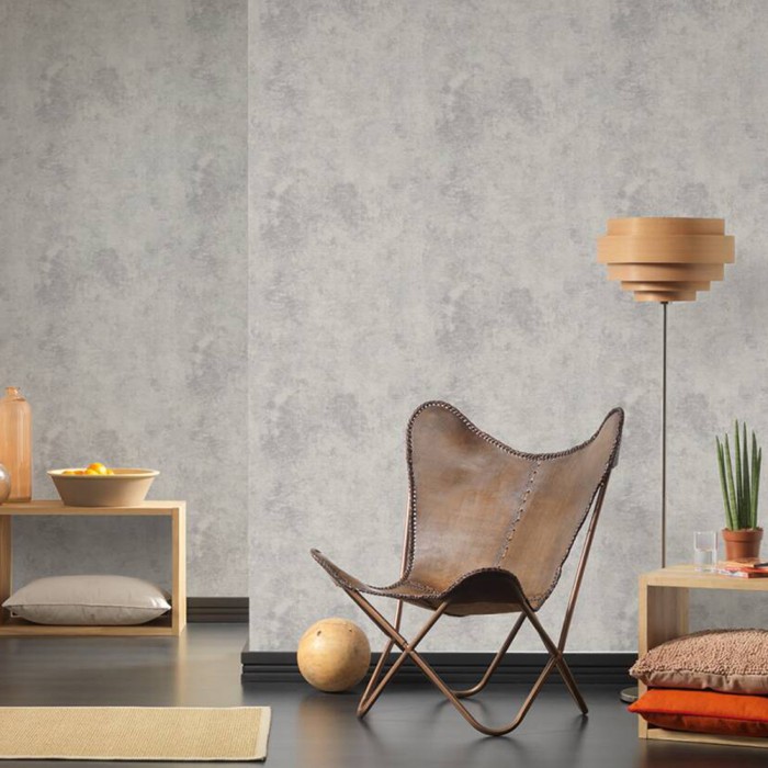 Ταπετσαρία Τοίχου 0.53x10.05m A.S. Création by «Livingwalls» Styleguide Colours 2024 «Uni, Grey, Metallic, Silver» 374254