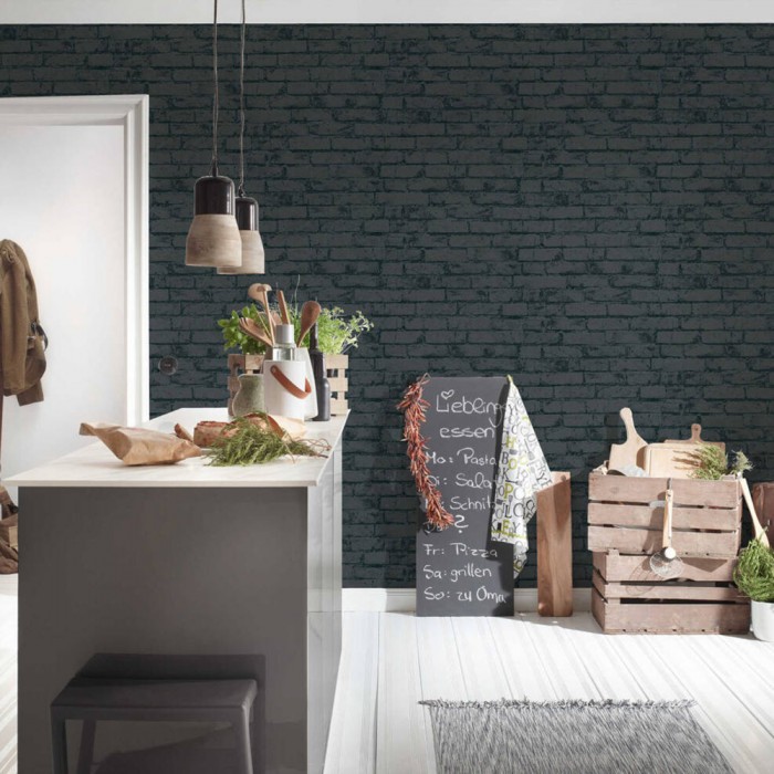 Ταπετσαρία Τοίχου 0.53x10.05m A.S. Création by «Livingwalls» Styleguide Jung 2024 «Stone, Black, Metallic» 907882