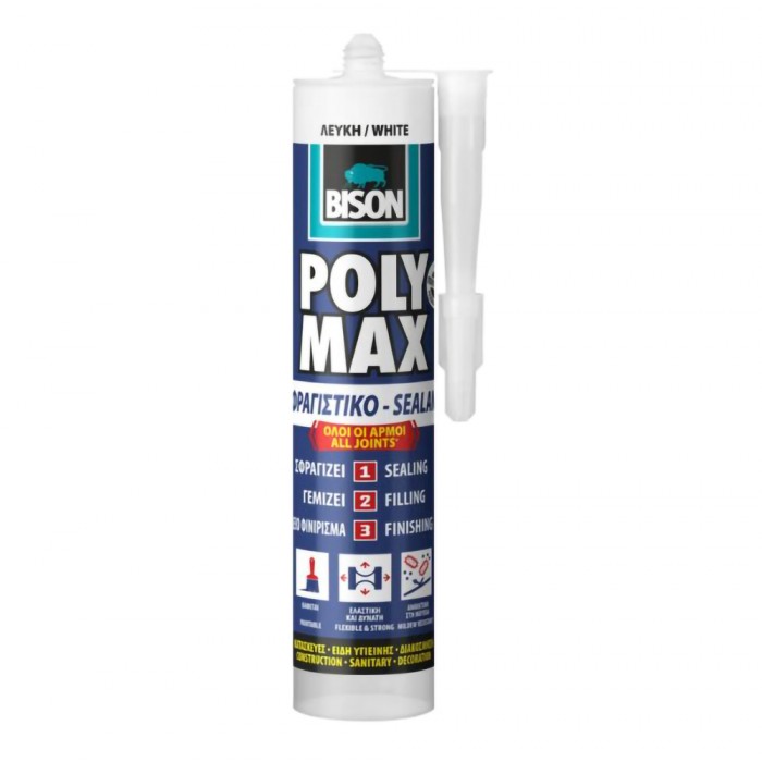 Ελαστικό Σφραγιστικό 280ml Λευκό BISON Poly Max