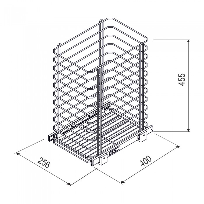 Καλάθι Απλύτων Συρμάτινο Συρόμενο 25.6x40x45.5cm Μαύρο 904A-BL