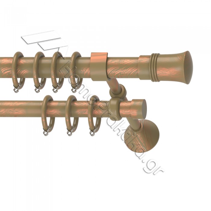 Κουρτινόξυλο Μεταλλικό Διπλό με Σωλήνα Ø25 Anartisi LEON σε χρώμα MY 26