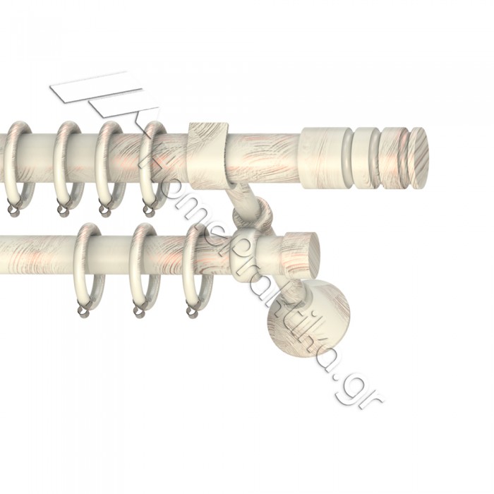 Κουρτινόξυλο Μεταλλικό Διπλό με Σωλήνα Ø25 Anartisi RIGOTO σε χρώμα MY 14