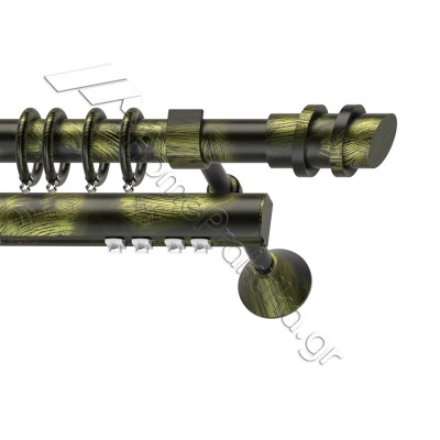 Κουρτινόξυλο Μεταλλικό Διπλό με σιδηρόδρομο Οβάλ Ø25 Anartisi STATUS σε χρώμα MY 22