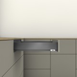 Μεταλλικό συρτάρι Blum MerivoBox -M-  με ύψος 10.8cm και Βάθος 50cm και αντοχή φορτίου 40 kg σε χρώμα Γκρι Σκούρο (Grey Orion)