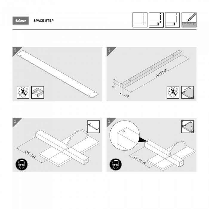 Σύστημα εκμετάλλευσης μπάζας Blum SPACE STEP με βάθος 41cm σε χρώμα Orion grey matt Z95.4100