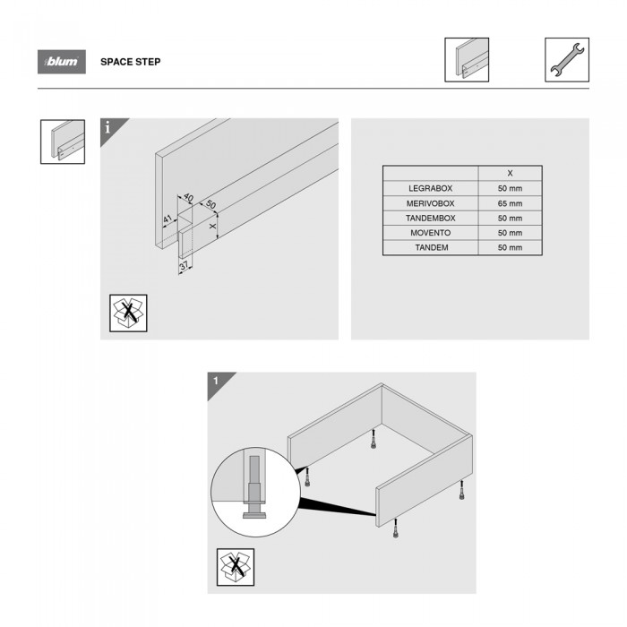 Σύστημα εκμετάλλευσης μπάζας Blum SPACE STEP με βάθος 41cm σε χρώμα Orion grey matt Z95.4100