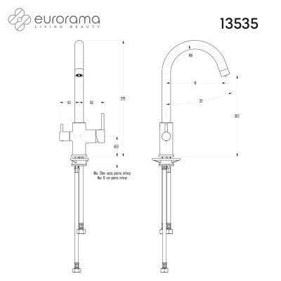 Μπαταρία Νεροχύτη Filter-Tap Για Ντεπόζιτο Eurorama 13535F-110 Inox finish