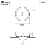 Νιπτήρας Μπάνιου Επιτραπέζιος Φ36 Bianco Ceramica 33036-300 Λευκό Γυαλιστερό