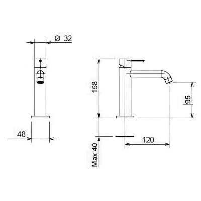 Αναμεικτική Μπαταρία Νιπτήρα Gold Brushed La Torre Elle 35004-211