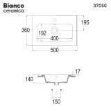 Νιπτήρας Μπάνιου 50x36 Επικαθήμενος με 1 Οπή Για Μπαταρία Bianco Ceramica 37050-300 Λευκό Γυαλιστερό