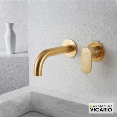 Μπαταρία νιπτήρος εντοιχισμού Armando Vicario Slim Brushed Gold 500045-201 