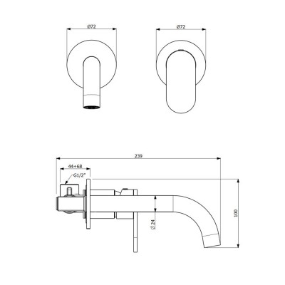 Μπαταρία νιπτήρος εντοιχισμού Armando Vicario Slim 500045-300 Λευκό Matt