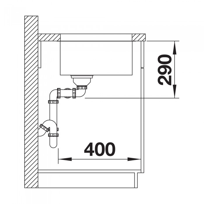 Υποκαθήμενος Ανοξείδωτος Νεροχύτης 86.5x44cm BLANCO σειρά ANDANO 400/400 U Satin Polish 522987