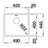 Υποκαθήμενος Ανοξείδωτος Νεροχύτης 49x44cm BLANCO σειρά ANDANO 450 U Satin Polish 522963