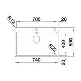 Ανοξείδωτος Νεροχύτης PUSHCONTROL 74x50cm BLANCO σειρά ANDANO 700-IF/A PUSHCONTROL Satin Polish 525246