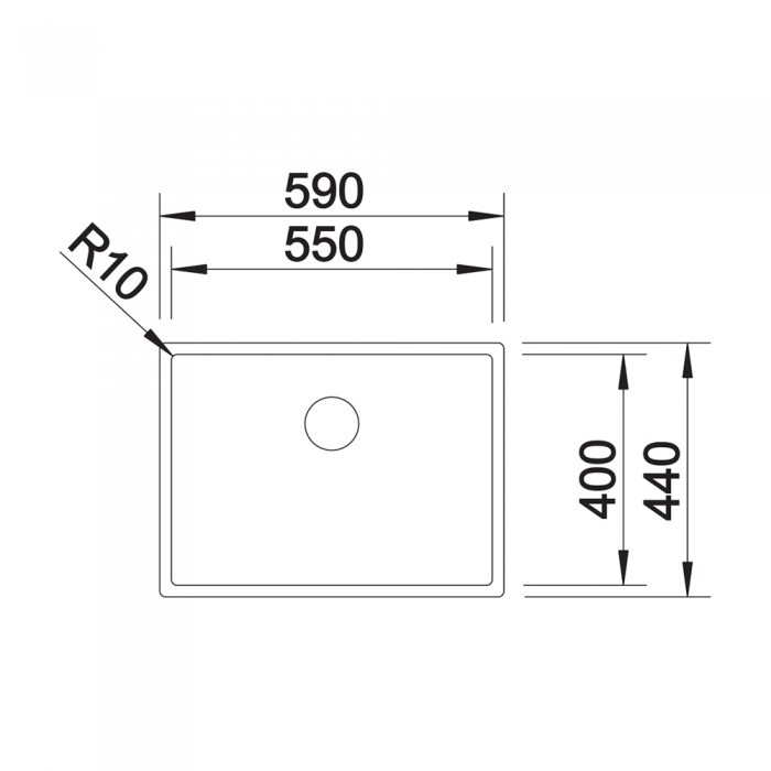 Υποκαθήμενος Ανοξείδωτος Νεροχύτης 59x44cm BLANCO σειρά CLARON 550 U Satin Polish 521579