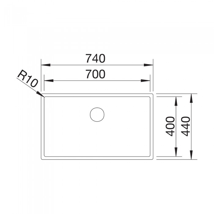 Υποκαθήμενος Ανοξείδωτος Νεροχύτης 74x44cm BLANCO σειρά CLARON 700 U Durinox 523387