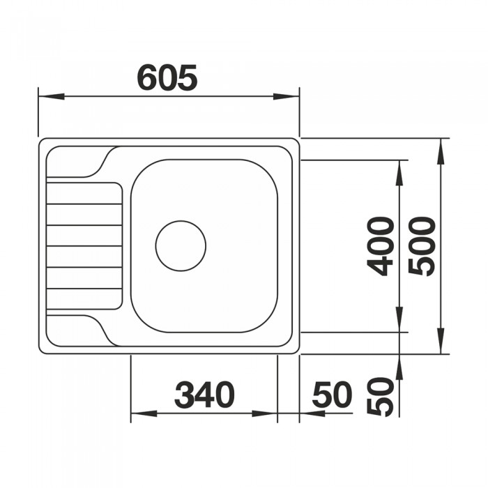 Ανοξείδωτος Νεροχύτης 60.5x50cm BLANCO σειρά DINAS 45 S MINI Brushed Finish 525122