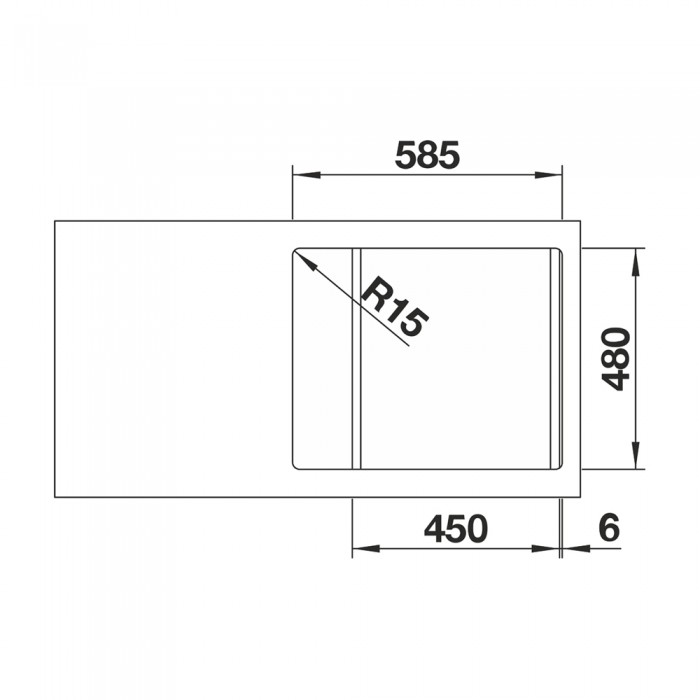 Ανοξείδωτος Νεροχύτης 60.5x50cm BLANCO σειρά DINAS 45 S MINI Brushed Finish 525122