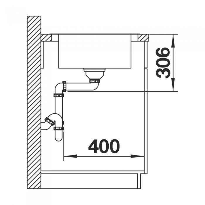 Ανοξείδωτος Νεροχύτης 60.5x50cm BLANCO σειρά DINAS 45 S MINI Brushed Finish 525122