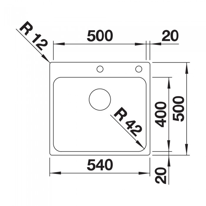 Ανοξείδωτος Νεροχύτης PUSHCONTROL 54x50cm BLANCO σειρά SOLIS 500-IF/A Brushed Finish 526124