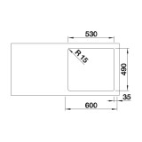 Ανοξείδωτος Νεροχύτης PUSHCONTROL 54x50cm BLANCO σειρά SOLIS 500-IF/A Brushed Finish 526124