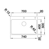 Ανοξείδωτος Νεροχύτης PUSHCONTROL 74x50cm BLANCO σειρά SOLIS 700-IF/A Brushed Finish 526127