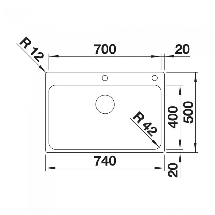 Ανοξείδωτος Νεροχύτης PUSHCONTROL 74x50cm BLANCO σειρά SOLIS 700-IF/A Brushed Finish 526127