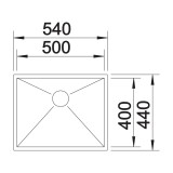 Υποκαθήμενος Ανοξείδωτος Νεροχύτης 54x44cm BLANCO σειρά ZEROX 500 U Dark Steel 526243