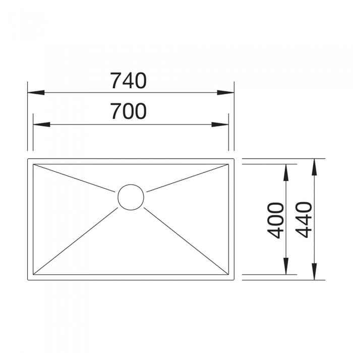 Ανοξείδωτος Νεροχύτης 74x44cm BLANCO σειρά ZEROX 700-IF Dark Steel 526246