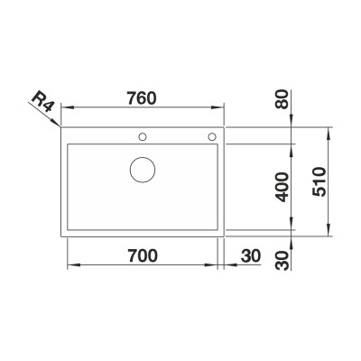 Ανοξείδωτος Νεροχύτης 74x44cm BLANCO σειρά ZEROX 700-IF Durinox 523099