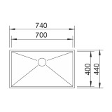 Υποκαθήμενος Ανοξείδωτος Νεροχύτης 74x44cm BLANCO σειρά ZEROX 700 U Dark Steel 526244