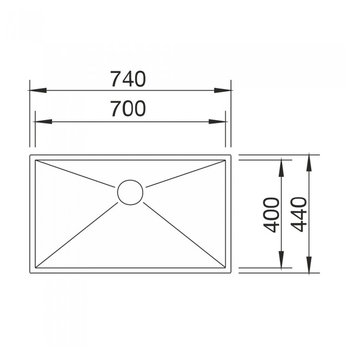 Υποκαθήμενος Ανοξείδωτος Νεροχύτης 74x44cm BLANCO σειρά ZEROX 700 U Dark Steel 526244