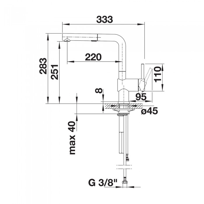 Μπαταρία Κουζίνας με Ντουζ BLANCO σειρά LINUS-S VARIO Chrome 518406