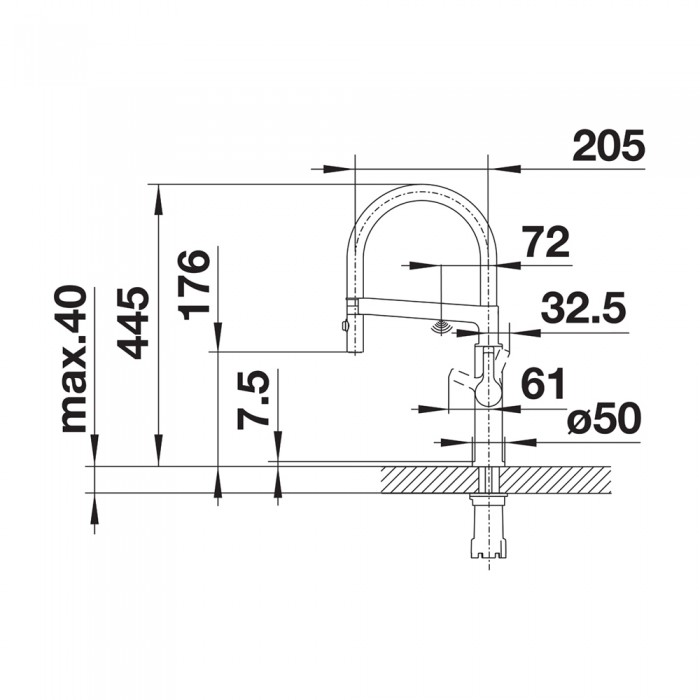 Μπαταρία Κουζίνας Πόμολο Δεξιά BLANCO σειρά SOLENTA-S SENSO PVD Steel 522407