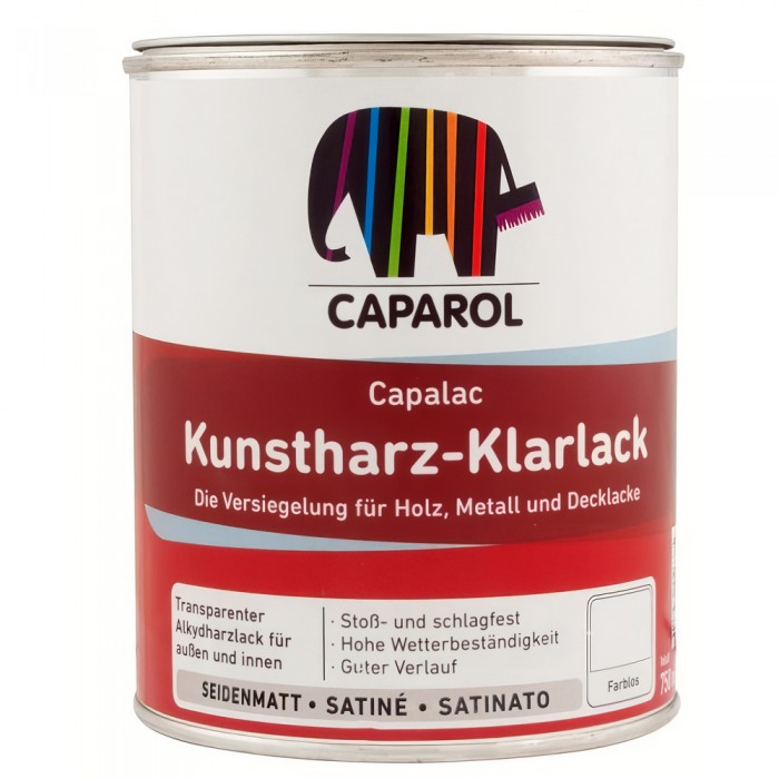 Βερνίκι Κρούστας Διαλύτου 750ml Caparol CAPALAC KUNSTHARZ – KLARLACK Σατινέ