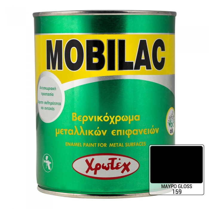 Βερνικόχρωμα μεταλλικών επιφανειών 750ml CHROTEX MOBILAC 159 Μαύρο Gloss