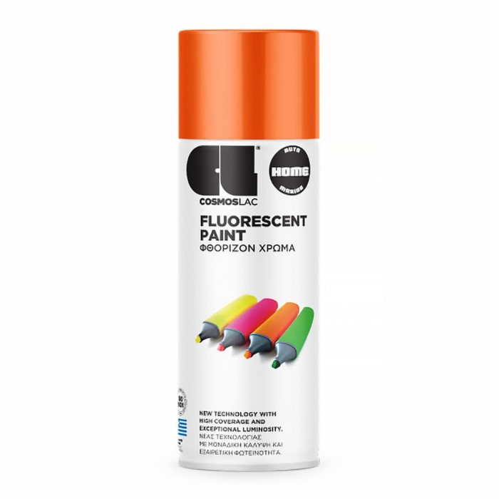 Σπρέι Χρώμα Βαφής Φθορίζον Fluorescent Paint 400ml COSMOS LAC Ν491 Fluor Orange