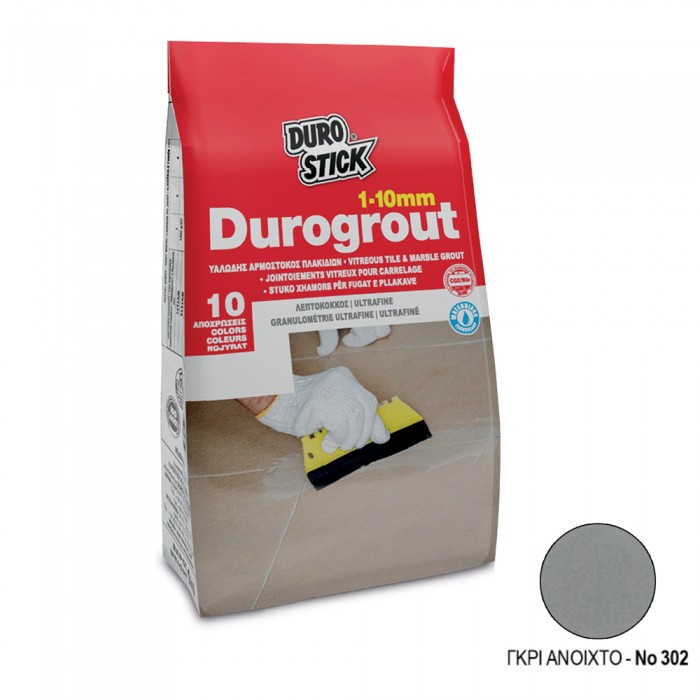 Υαλώδης Αρμόστοκος πλακιδίων Durostick Durogrout No 302 Γκρί Ανοιχτό