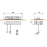 Πρίζα Γραφείου 120x265mm Ασημί με 2 Πρίζες Σούκο - HDMI - RJ45 - USB A - USB C Emuca 5039925