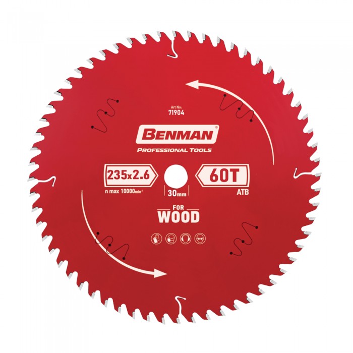 Πριονόδισκος για Δισκοπρίονο 235x2.6mm/30mm, 60T Benman Expert Wood 71904