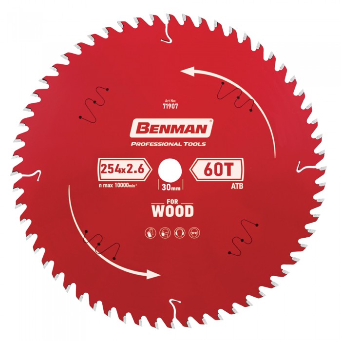 Πριονόδισκος για Δισκοπρίονο 254x2.4mm/30mm, 60T Benman Expert Wood 71907