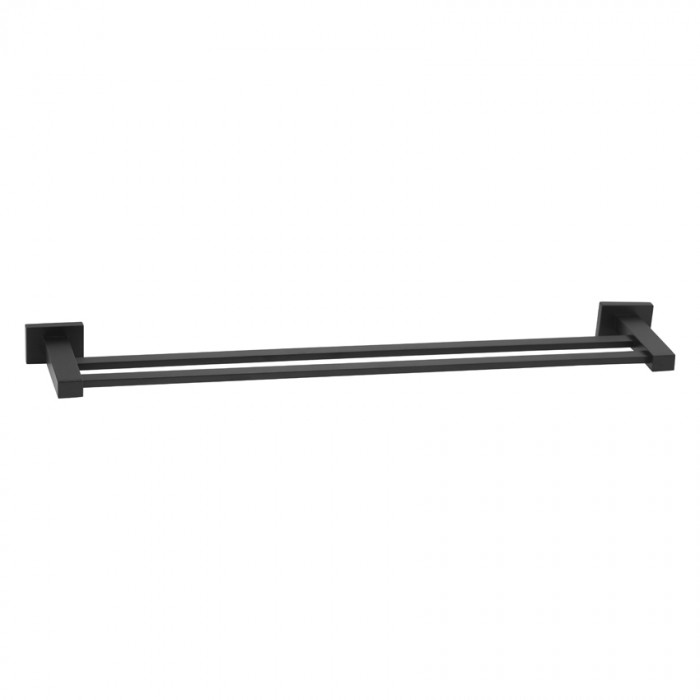 Διπλή πετσετοθήκη 60cm Bronze Art σειρά Lugano-Quadrato 42X6-MM Black Mat